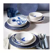 Jedilni komplet 14 kosov bela/modra/porcelan