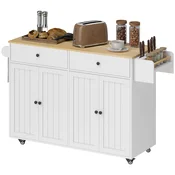 HOMCOM HOMCOM kuhinjski otok iverna plošča, MDF 147D x 43Š x 89V cm bela, (5000242734)
