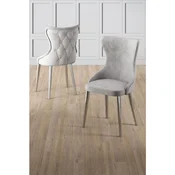 Hanah Home set trpezarijskih stolica Alpa 8 kom, siva tkanina Babyface, hromirane metalne noge