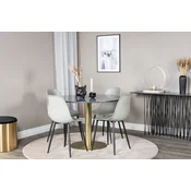 Venture Design Jedilna miza in stol Estelle okrogla in miza Polar 106x75 cm črno siva