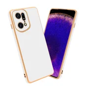 Cadorabo Ohišje, združljivo z Oppo FIND X5 PRO in bleščeča bela - zlata - Zaščitni ovitek iz prožnega silikona TPU in z zaščito kamere, (20859867)