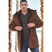 PLT8399 DEWBERRY SUEDE LOOK MENS COAT-PLAIN BROWN