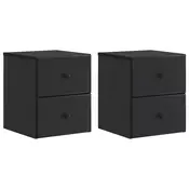 vidaXL Stenski nočni omarici s predalom 2 pcs Črna 34,5 x 33 x 40 cm