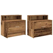 Vidaxl Nočne omarice s predalom 2 kosa starinski les 51x31x47 cm