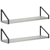 vidaXL Stenske police 2 kos Betonsko siva 60 x 16 x 15,5 cm