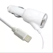 Automobilski punjac za telefone Apple iPhone / iPod, prikljucak Lightning, bijeli, 2A