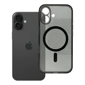 OEM Ohišje za iPhone 16 Clear Mag Cover (STR/CAMERA PROTECTION), združljivo z MagSafe, črno z bleščicami