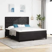 Vidaxl Postelja z vzmetnico z vzmetnico Črna 180 x 200 cm Žamet