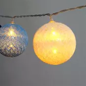 Iris Spherical 6 cm/šareno tkani/3 m/plavo-bijelo-plavo-bijelo/20 LED dioda/USB lanac lampica, svjetlosna dekoracija 104-27