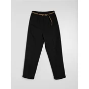 Sinsay - Pantalone carrot kroja od viskoze sa dodatkom lana sa pletenim kaišem - crno