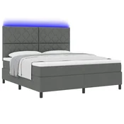 vidaXL Postelja z vzmetnico z vzglavjem Temno siva 180 x 200 cm blago