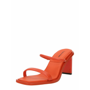 Orange Womens Leather Heeled Sandals Calvin Klein Heel Mule