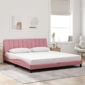 shumee vidaXL Posteljni okvir z vzglavjem roza 180x200 cm žamet