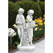 Casa Padrino Art Nouveau Garden Decoration Sculpture Loving Couple Gray H. 87 cm - Elegant Garden Decoration Stone Figure - Baroque & Art Nouveau Garden Decoration Accessories
