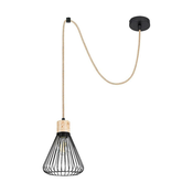 Rabalux 3148 - Lestenec na vrvici FARFALLE 1xE27/40W/230V črna/bukev