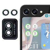 GS Kaljeno steklo za zadnjo kamero za Samsung Galaxy Z Flip5 5G, s kovinskim okvirjem, zeleno
