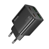 Hoco Mrežni polnilnik za telefon Hoco 2 x USB-C + 2 x USB-A QC3.0 PD 3A 30W N56, črn