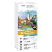 Tombow Dvostranski marker s čopičem ABT - Osnovne barve 18 kosov