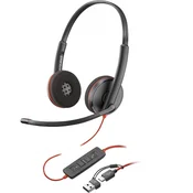 HP Poly Blackwire 3220 Stereo USB-C Headset +USB-C/A Adapter Slušalke z mikrofonom Žični Naglavni trak Business/Everyday USB Tip-C Črna