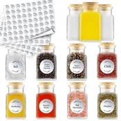 shumee 20X steklenih kozarcev za začimbe, zelišča, sol, kavo 150 ml + 252 nalepk
