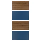 MEHAMN 4 plošče za okvir drsnih vrat, imitacija oreha/modra, 100x236 cm