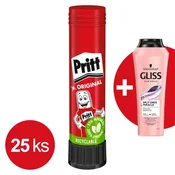 Pritt lepilo v stiku 10 g 25 kosov + darilo: Gliss čudežni šampon za razcepljene konice 250 ml