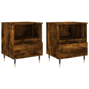 MAISON CHIC Dvo delni komplet Nočne omarice - Nočne mize dimljen hrast 40x35x50 cm inženirski les, (21690335)