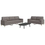 2-dijelni set sofa s ukrasnim jastucima smedesivi od tkanine