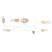 SOLLUX lighting Stropna svetilka industrijski lestenec bela z lesenimi elementi za dnevno sobo in jedilnico 6xE27 15W TIMBO Sollux Lighting