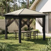 vidaXL Paviljon s 4 bočnimi stenami 2,6 x 2,6 m Kremasta in antracitna