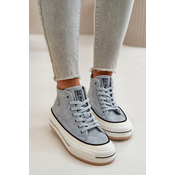 Insulated womens sneakers on the eco leather Big Star blue