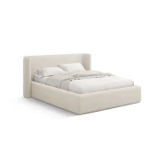 Kremno bela oblazinjena zakonska postelja s prostorom za shranjevanje z letvenim dnom 200x200 cm Jason – Windsor & Co Sofas