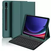 INF Združljivo ohišje za tipkovnico Bluetooth + tipkovnica za Samsung Galaxy Tab S7 FE 5G 12,4-palčni - temno zelena, (5000215613)