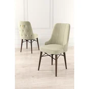 Hanah Home set trpezarijskih stolica Pare 8 kom, krem tkanina Babyface, drvene noge boje oraha