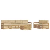 Set vanjskih sofa s jastukom 7 pcs Bijela i bež Poliester