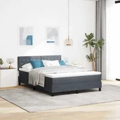 LED Box Spring Krevet s madracem Tamno siva 160 x 200 cm Baršun