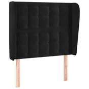 Vidaxl Vzglavje z ušesi črno 93x23x118/128 cm žamet