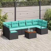 vidaXL vidaXL Vrtna sedežna garnitura z blazino 8 pcs Črna poli ratan, (5000153109)