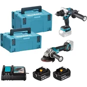 Makita MAKITA DLX2552TJ Kombinirani set: Akumulatorski vrtalnik DHP492 + kotni brusilnik DGA504 (2x5Ah, kovček)