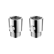 INF One-Touch Shower Stop Valve Connector (2-Pack) — Silver ABS Quick Shut-Off Adapter, (5000158274)