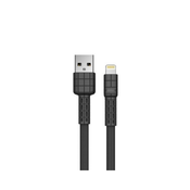 REMAX Lightning USB kabl, Armor, 1m (Crni) - LINKOM504, USB 2.0 - do 480 Mbps, USB-A, Lightning, Pljosnat (Flet)