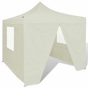 Greatstore Zložljivi šotor 3 x 3 m s 4 stenami kremne barve
