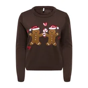 ONLY Pulover ONLXmas rjava / temno rjava / temno rdeča / bela