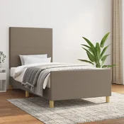 shumee vidaXL Posteljni okvir brez vzmetnice, taupe, 100x200 cm, oblazinjen s tkanino
