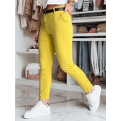 Spodnie damskie slim fit z paskiem LINESKA musztardowe Dstreet
