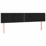 Vidaxl Vzglavje z ušesi črno 203x16x78/88 cm žamet