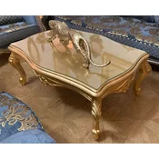 Casa Padrino luxury baroque coffee table with glass top gold - Rectangular baroque style solid wood living room table - Baroque furniture - Luxury furniture in baroque style - Baroque furnishings