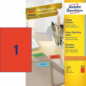 AVERY ZWECKFORM etikete 3470 210X297, rdeče, zavitek 100 listov