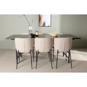 Venture Design Jedilna miza in stol komplet Astrid in Modesto 200x90x75 cm črna in bež