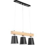 Uniprodo VISEČA STROPNA SVETILKA Z LESENIM TRAMOM, 3 LUČKE, E27, LOFT MODERN
